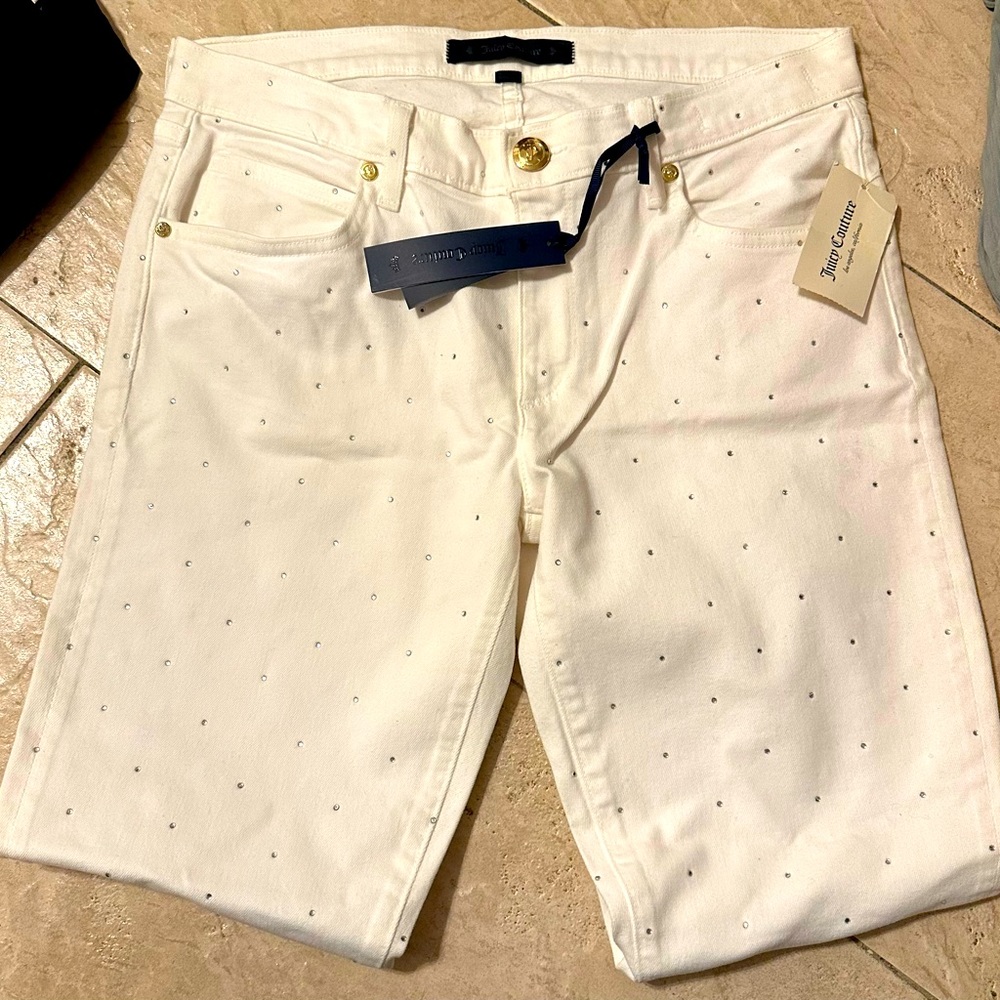 Juicy Couture- White skinny jeans with rhinestones. Brand new with tag.